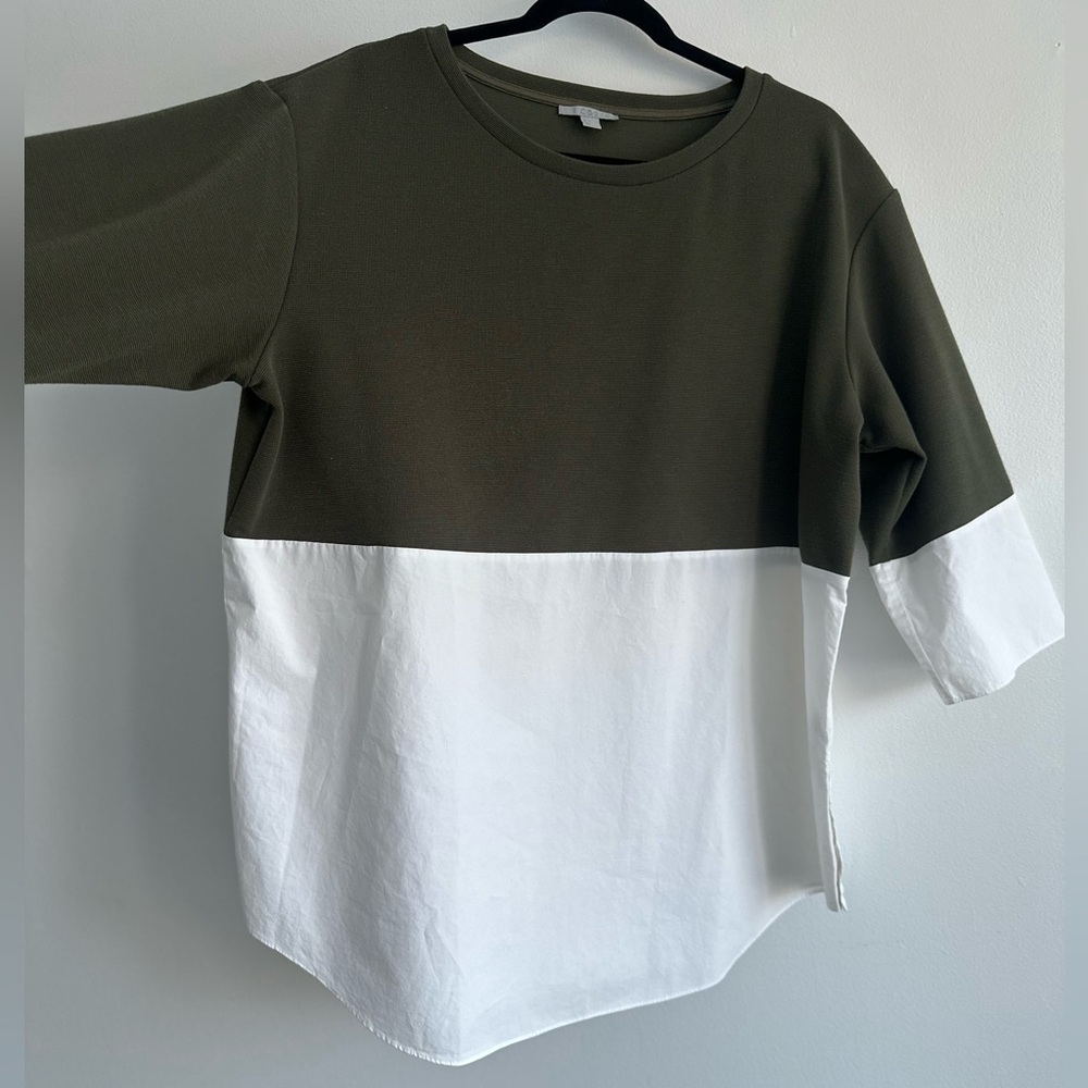 COS Olive and White‎ Blouse Large